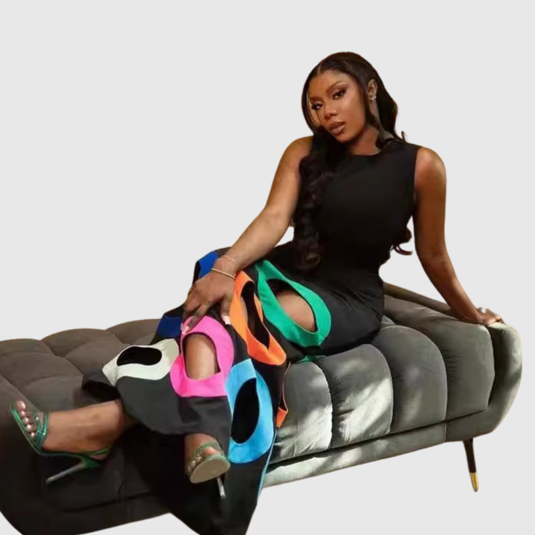 Anya | Robe Maxi Bodycon Découpée Colorée