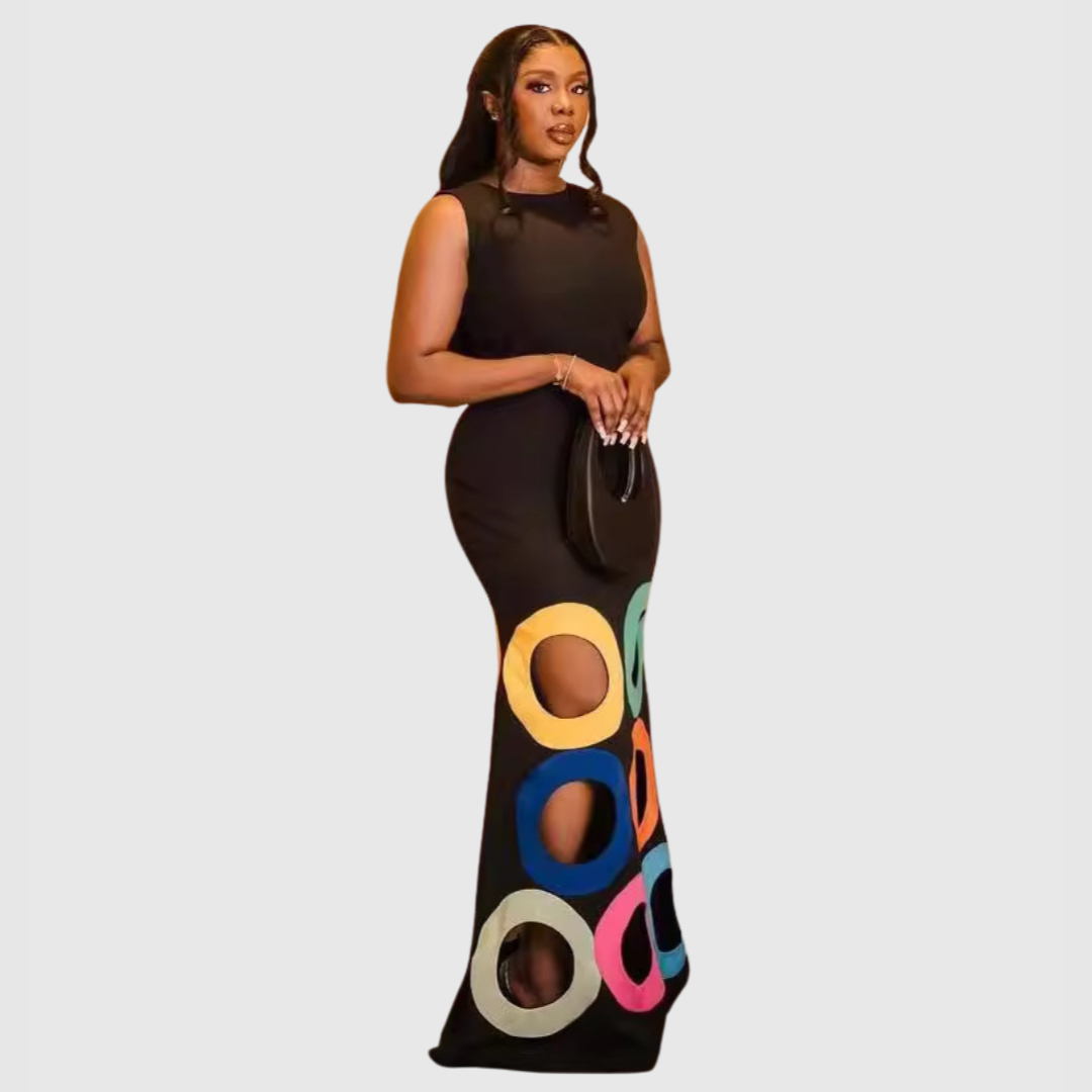 Anya | Robe Maxi Bodycon Découpée Colorée
