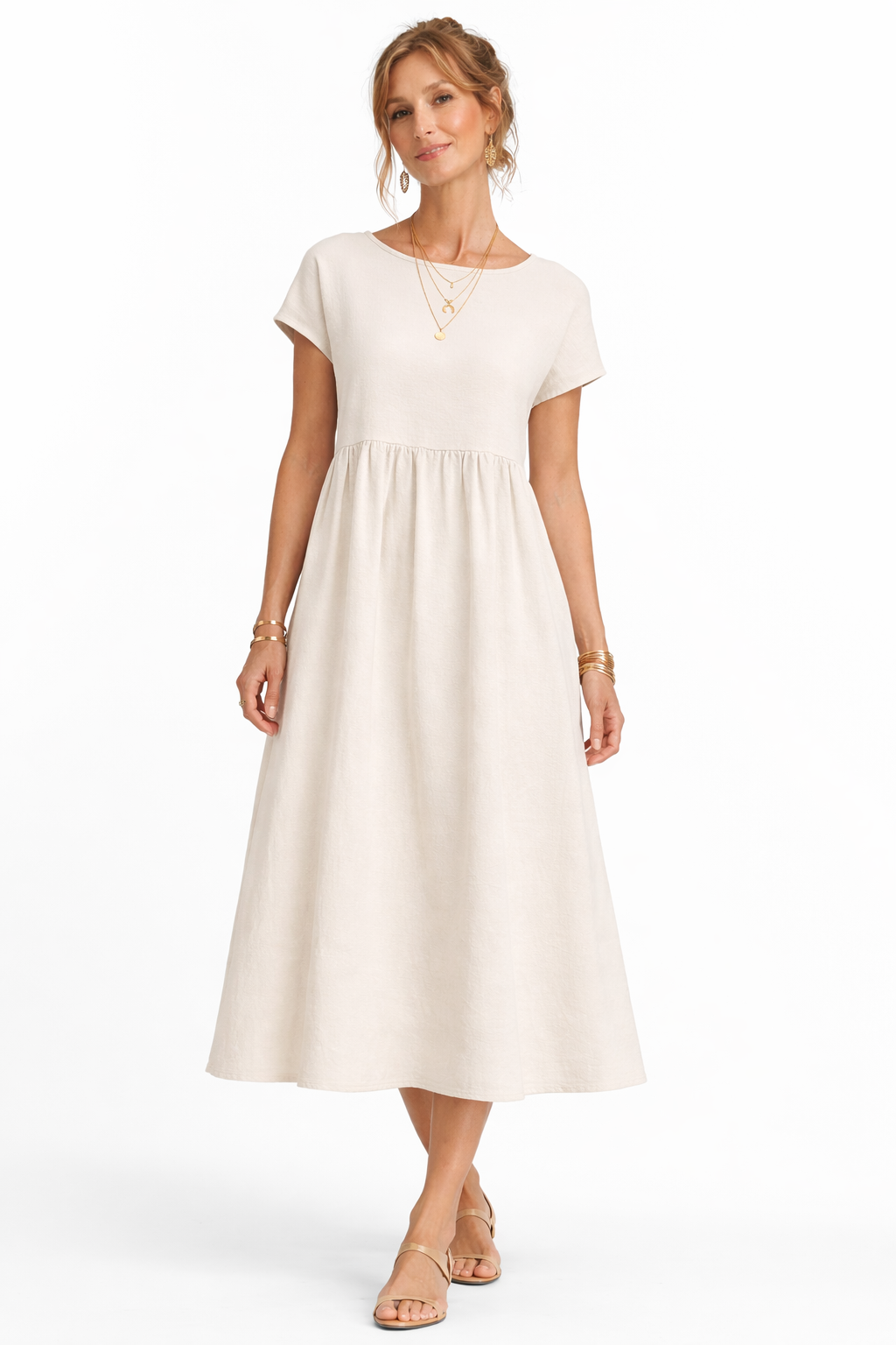 Claire | Robe midi élégante aux lignes douces et fluides