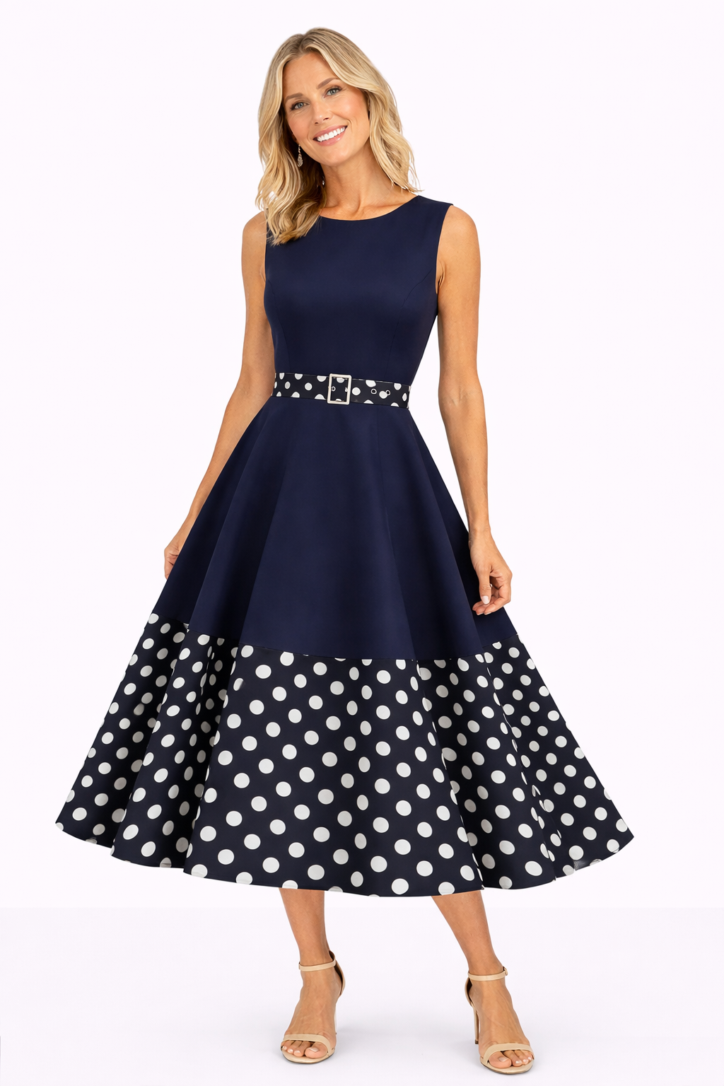 Robe Longue À Pois Année 60